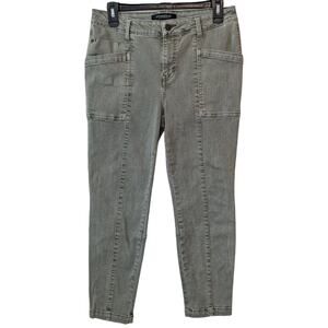 Liverpool Jeans Company Kylie Crop Cargo Skinny Denim Olive Green Size 8